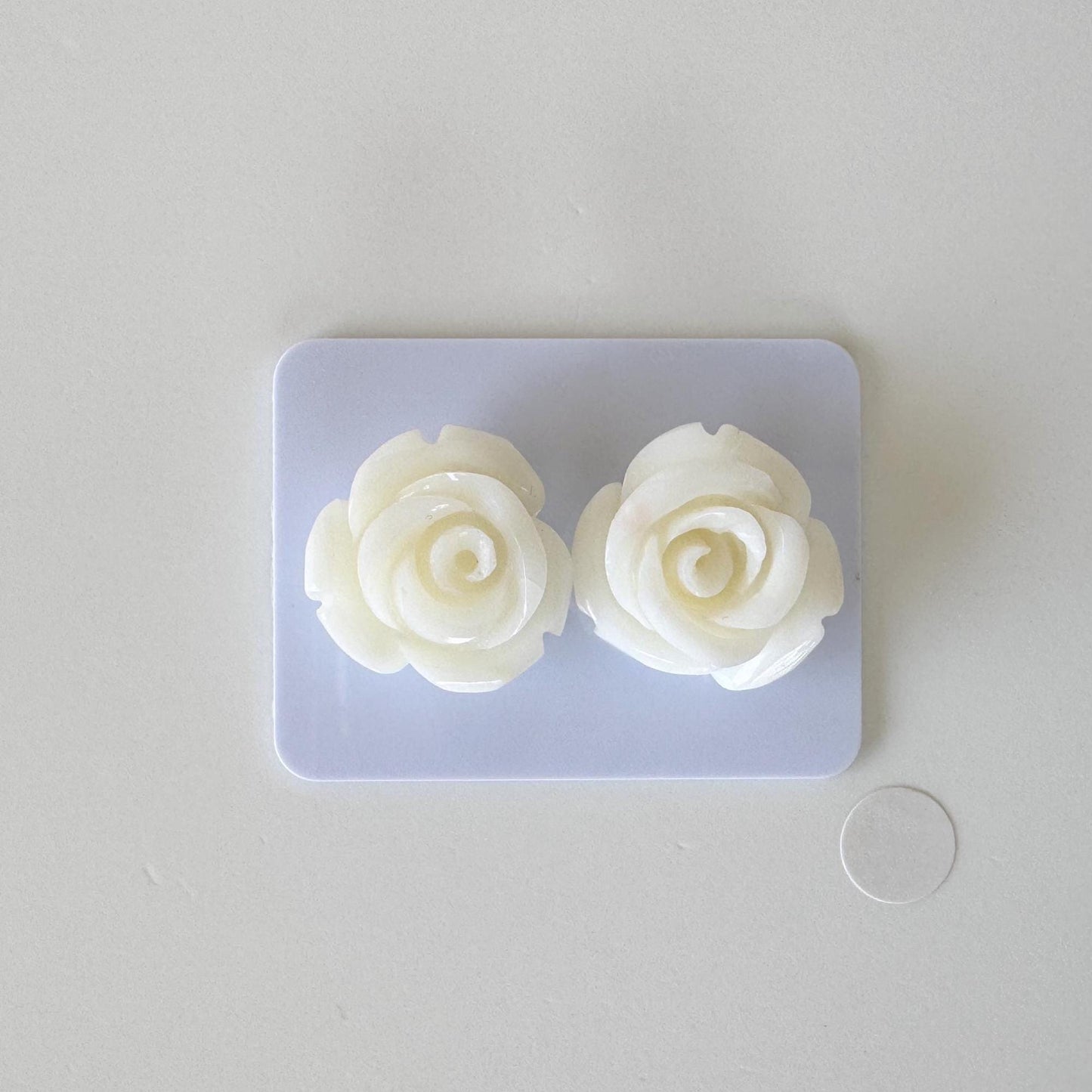 Natural White Coral Rose Loose Pair, 17mm, White Color Rose, Natural Color Coral Rose, Price per Pair, Genuine Precious Coral