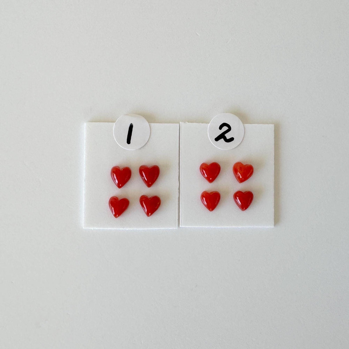Natural Japanese red(Aka) coral tiny heart shape cabochon with half-drilled hole at back, Natural Color, Price per set of 4 pcs