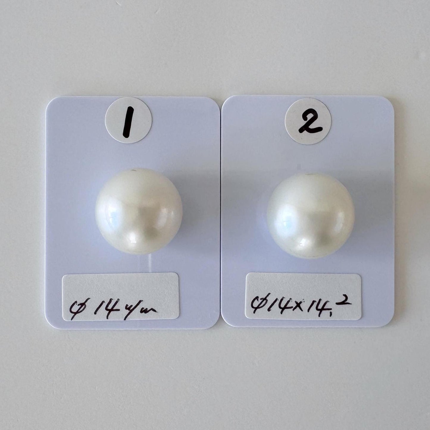 South Sea Pearl Cultured 14mm - Natural White Half Drilled Near Round Loose Gemstone