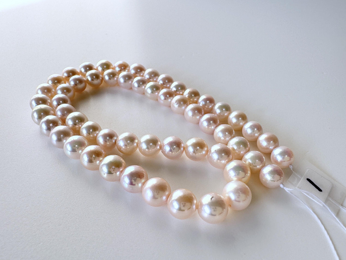 6.9-7.9mm Japanese White Akoya Pearl Beads, Genuine Akoya Pearl, Full Strand, 40.5-41cm , 16", Cultured Salt water pearl