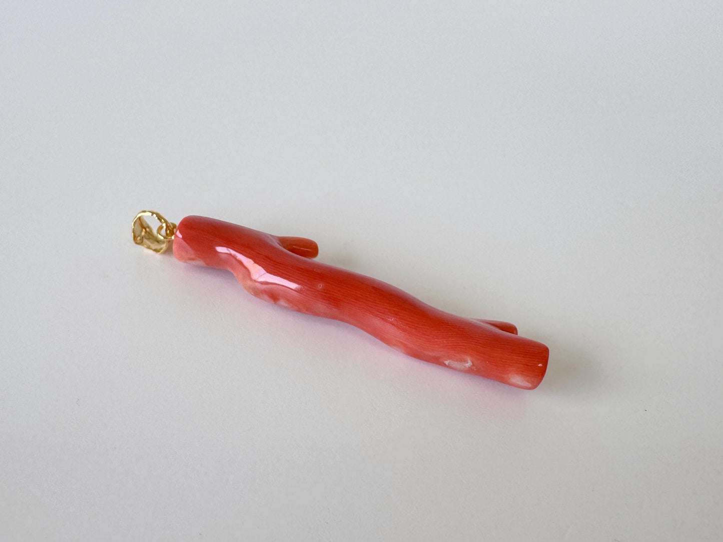 Momo Coral Branch Pendant: Natural Japanese Orange Coral Jewelry (48mm Length, Silver Gold-Plated Bail)