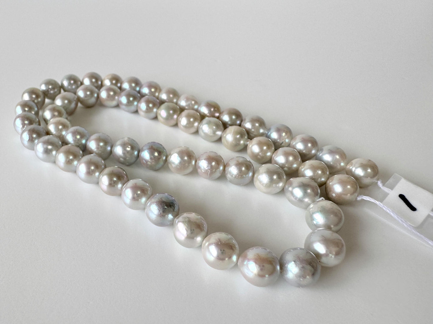 7-7.5mm Japanese Akoya Pearl Beads, Blue/Silver color pearl (Cobalt treated), Genuine Salt water Akoya Pearl, Full Strand, 40cm , 15.7"