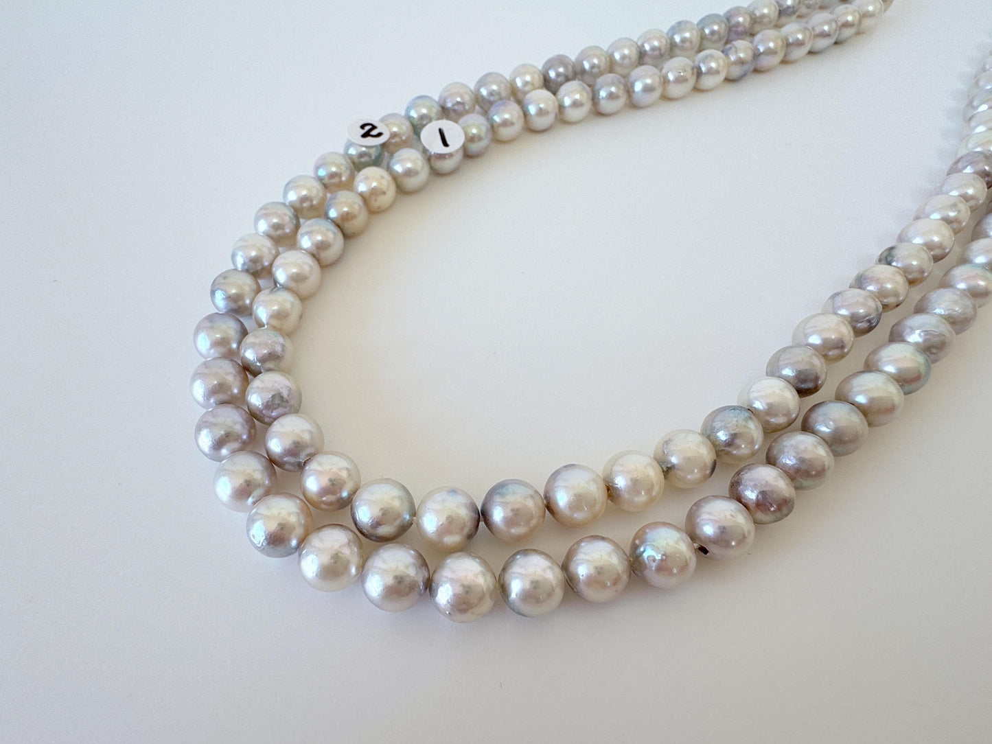 Japanese Akoya Pearl Strand: 7.5-8mm Natural Blue Silver, Full Strand | Cultured Saltwater Pearls, 15.7in Length