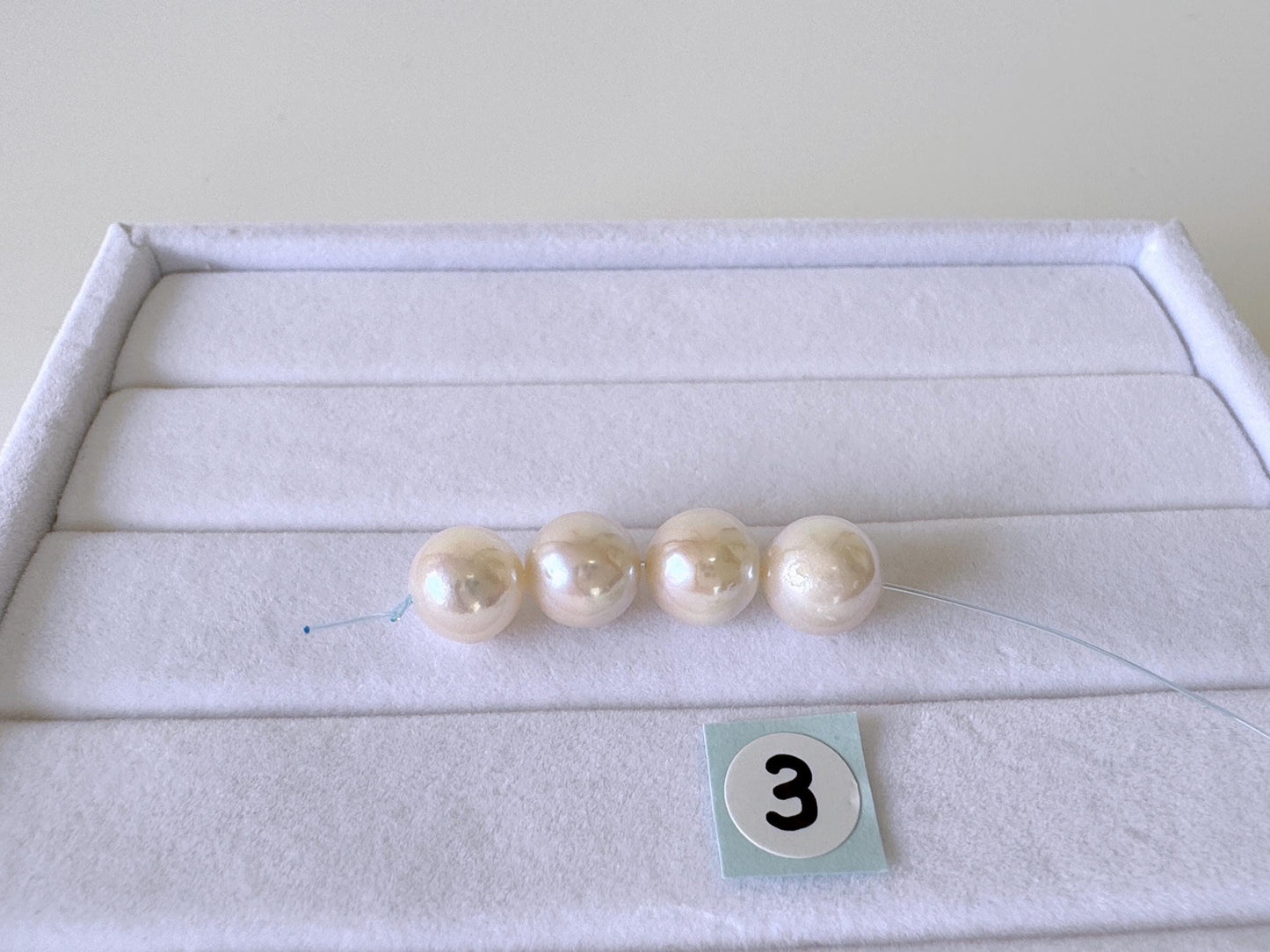 Japanese White Akoya Pearl Beads, 7.5-8mm, Mini Strand, Short Strand, 4 Pieces, Genuine Akoya Pearl, Cultured in Sea Water