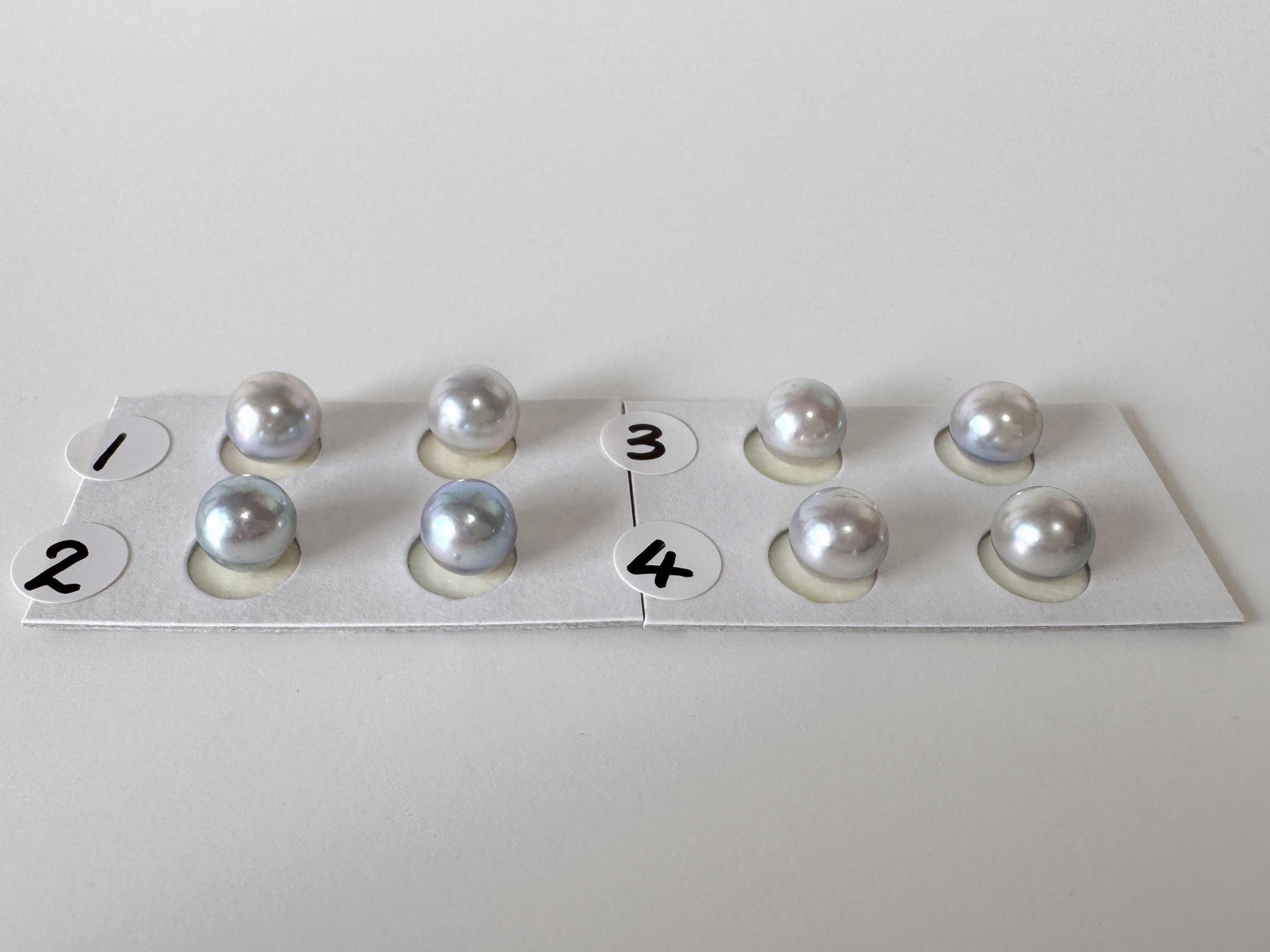 Akoya Pearls Loose Natural Blue/Silver Half-Drilled: 7-7.5mm, Japanese Cultured Saltwater Beads, Pair Pricing | Jewelry Supplies