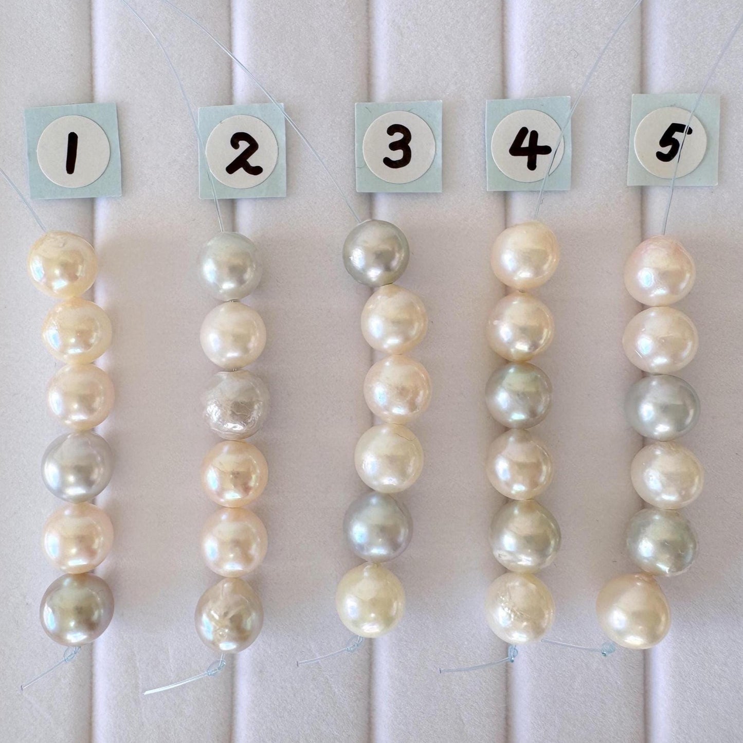 Akoya Pearl Beads - Japanese Cultured 7-7.5mm Multi Color Mini-Strand, 6 Pcs