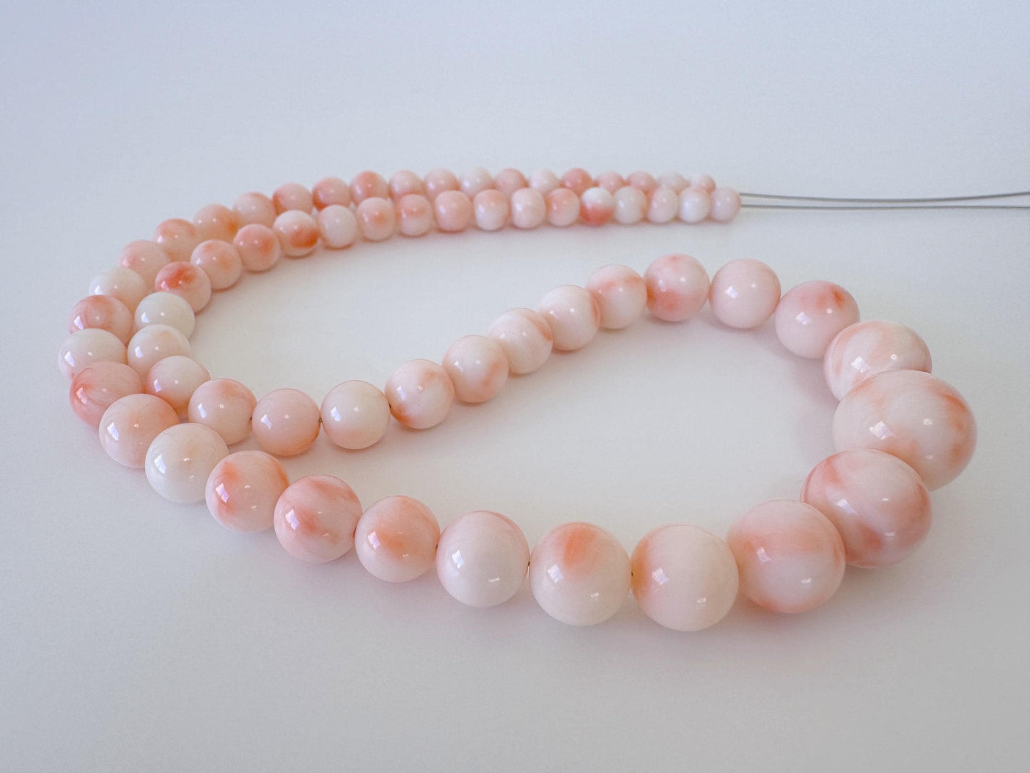 Natural Coral Strand Deep Sea Coral Round Gradation Beads – Pink White Orange 5-12.5mm 42cm