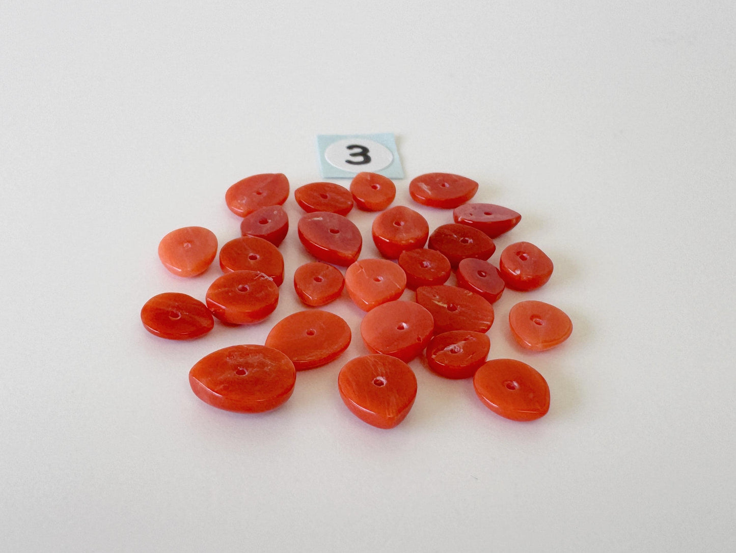 Value-priced, Natural red Mediterranean coral loose Pear shape cabochon for a set of 26-27pcs, For jewelry making, Natural color