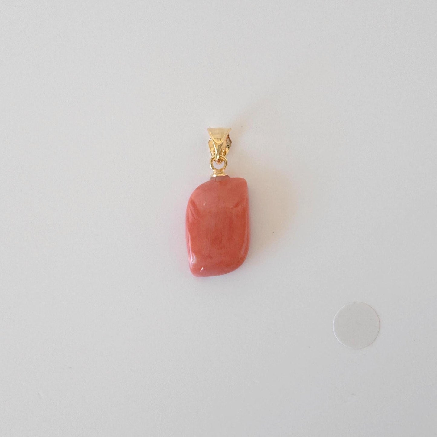 Natural Momo Coral Pendant: Japanese Orange Coral, Gold-Plated Silver Bail