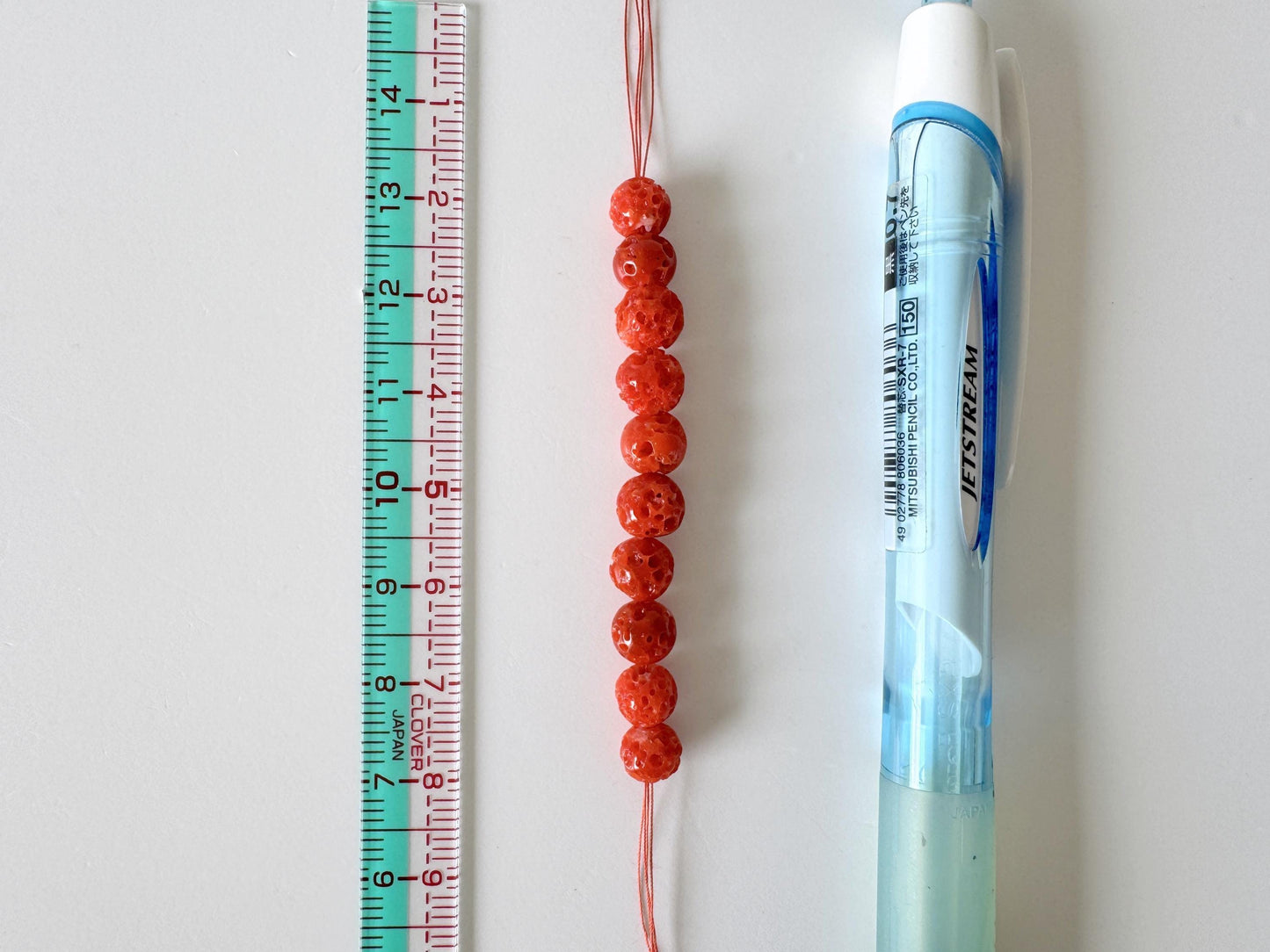 Natural Coral Short Strand | Aka Beads | Japanese Red - 6-6.9mm, 5.8cm Length, Genuine Undyed