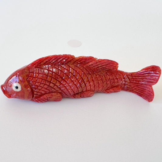 Sponge Coral Carp Carving: 57mm Apple Coral Fish