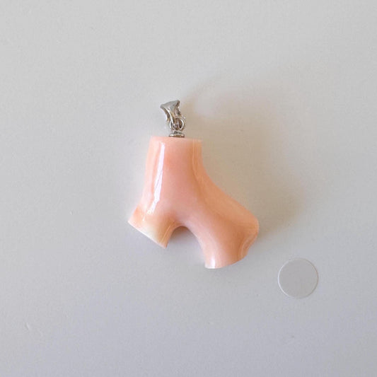 Angelskin Color Coral Branch Pendant: Natural Pink Deep Sea Coral, Rhodium-Plated Silver Bail (25mm)