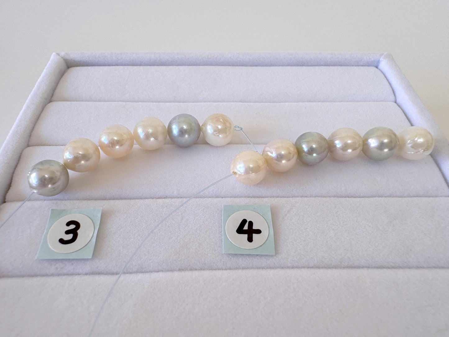 Akoya Pearl Beads - Japanese Cultured 7-7.5mm Multi Color Mini-Strand, 6 Pcs