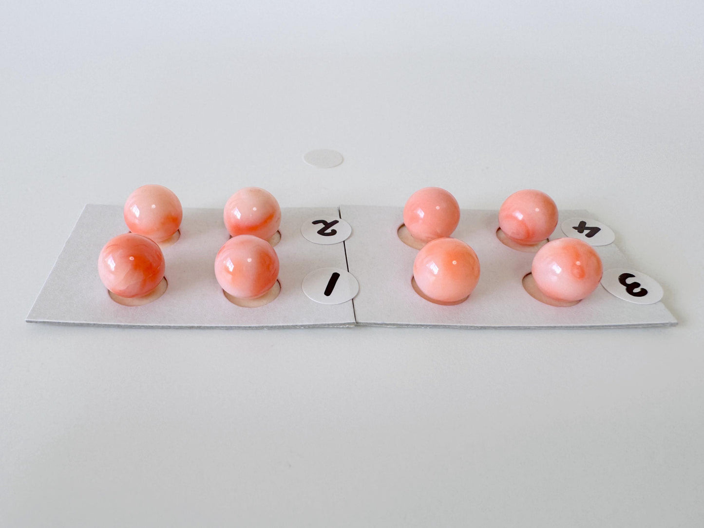 Deep Sea Coral Beads: 8.5-9mm Pink, Orange, White Round Half Drilled Pair