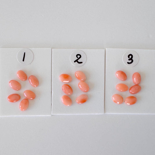 Deep Sea Coral Cabochons: Natural Pink Orange Oval - 6x4mm Gemstones, Set of 6, Jewelry Making Supplies