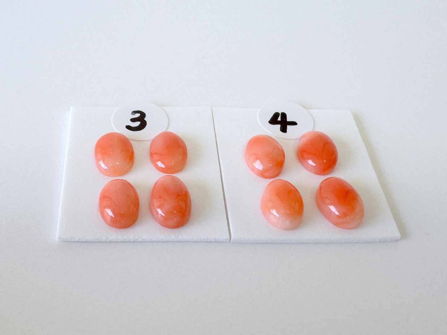 Deep Sea Coral Cabochons Natural Pink Orange Ovals, 7x5mm (Set of 4, Real Coral, Jewelry Supplies)