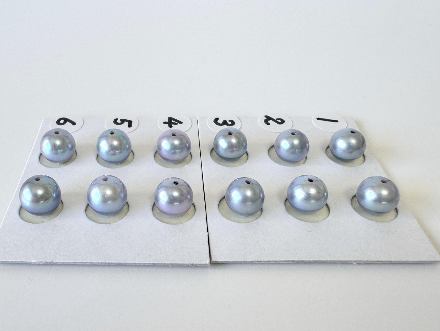 Japanese Blue/Silver (Treated) Akoya Pearl 7-7.5mm, Half-Drilled loose, Price per pair, Salt water pearl