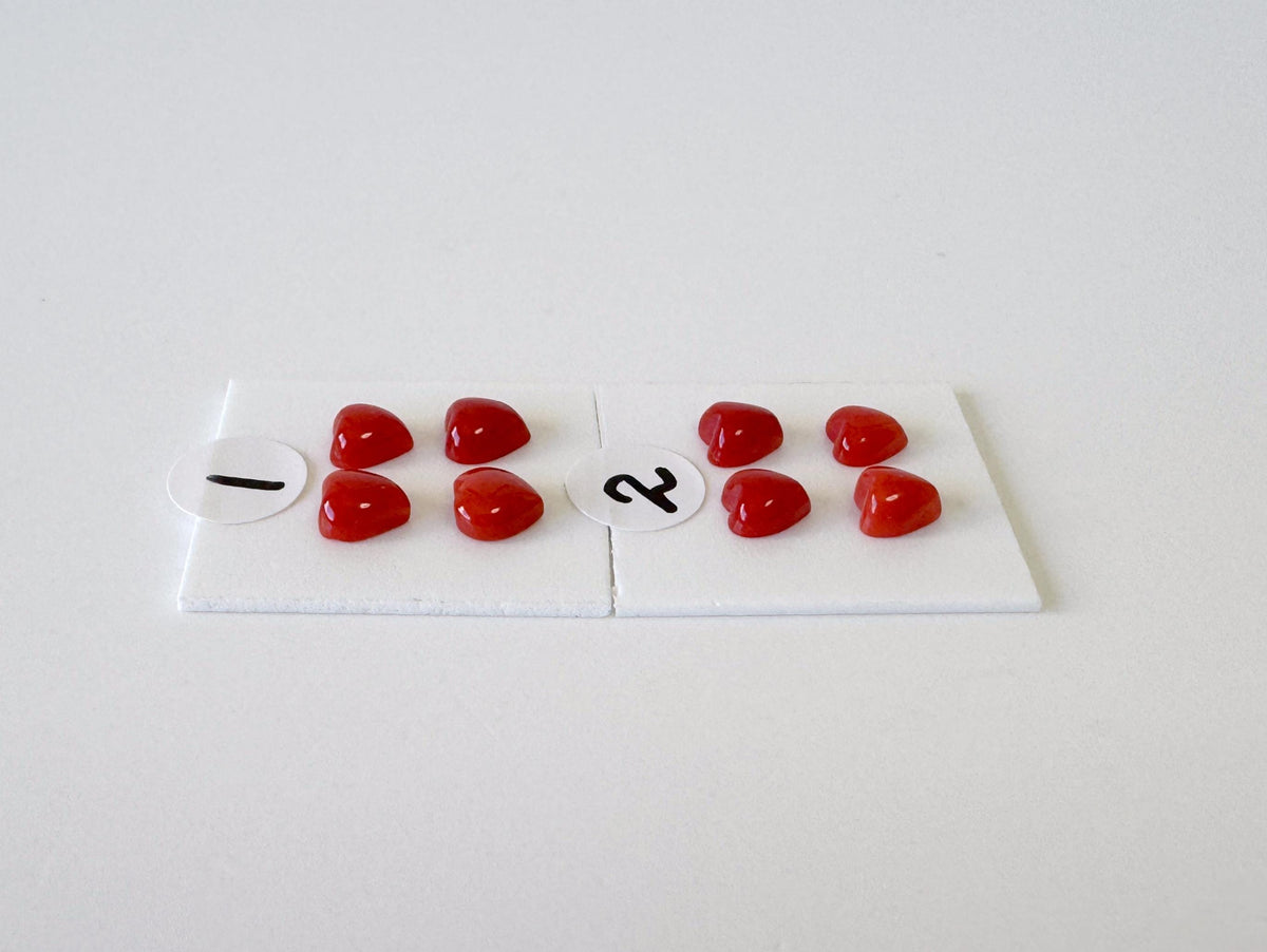 Natural Japanese red(Aka) coral tiny heart shape cabochon with half-drilled hole at back, Natural Color, Price per set of 4 pcs