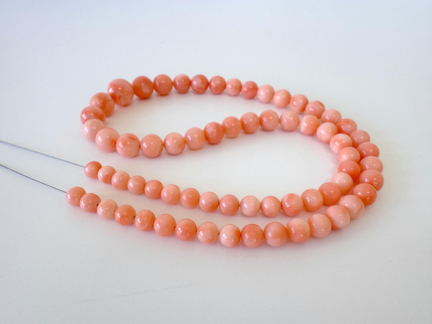 Natural Coral Strand – Genuine Deep Sea Coral Round Beads 4.9-9.9mm Pink Orange Gradation, 15.7in