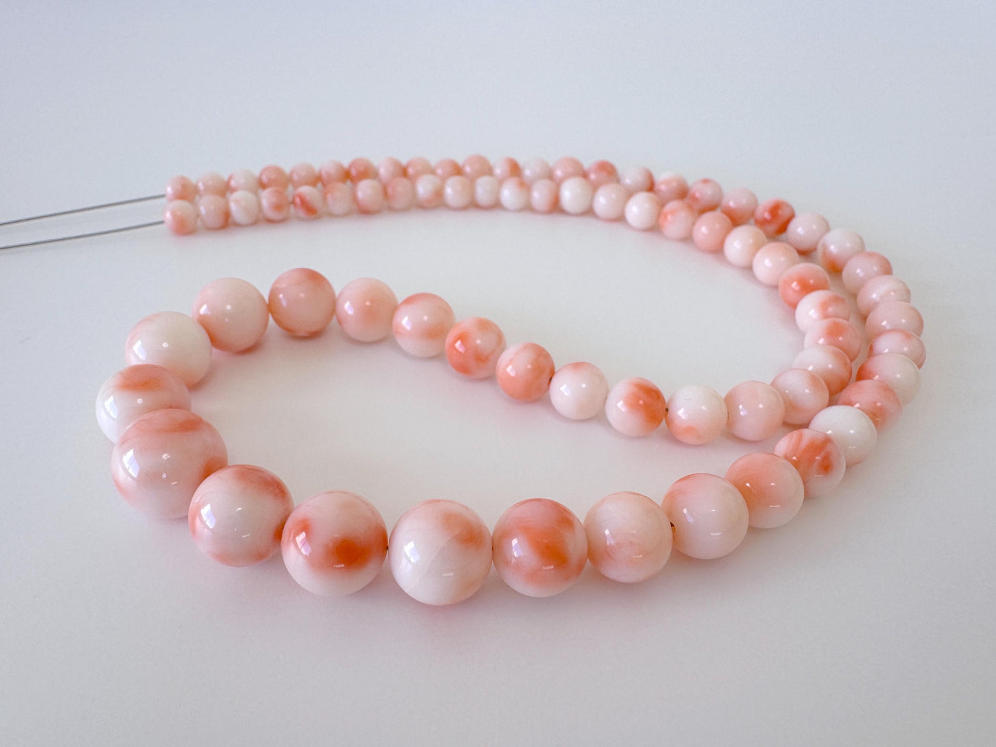 Natural Coral Strand Beads - Genuine Deep Sea Coral Round Pink Orange 4.8-10mm 41cm