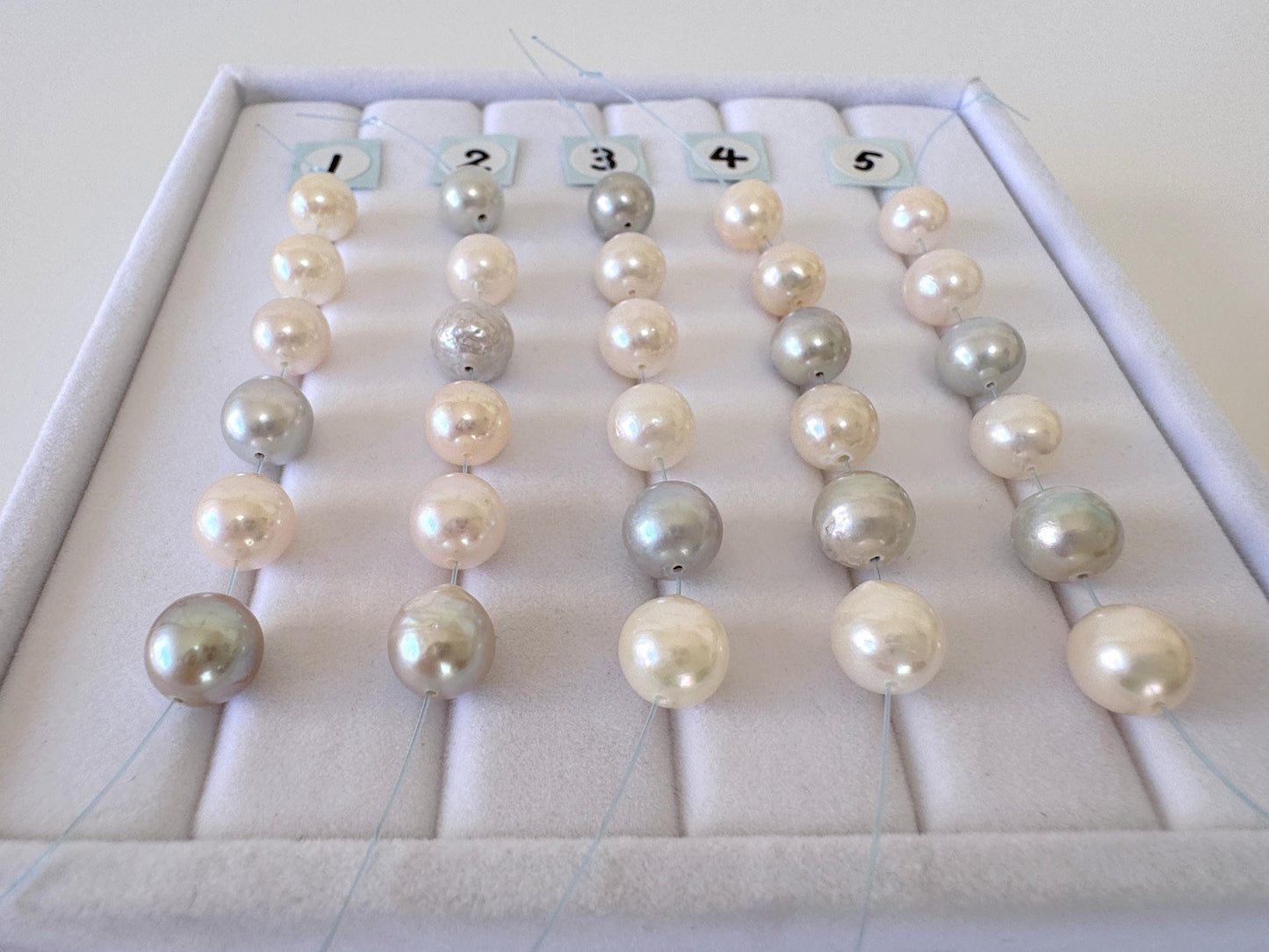 Akoya Pearl Beads - Japanese Cultured 7-7.5mm Multi Color Mini-Strand, 6 Pcs