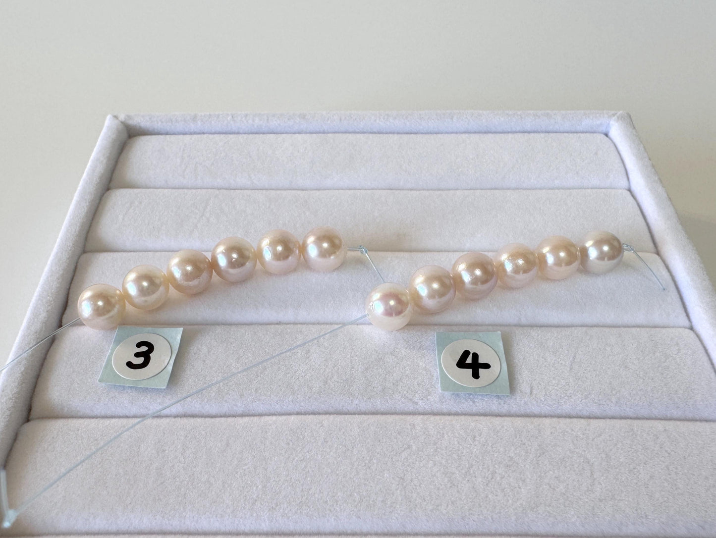 Akoya Pearl Beads: White/Pink Japanese Cultured Pearls, 6.5-7mm, 6 Pieces