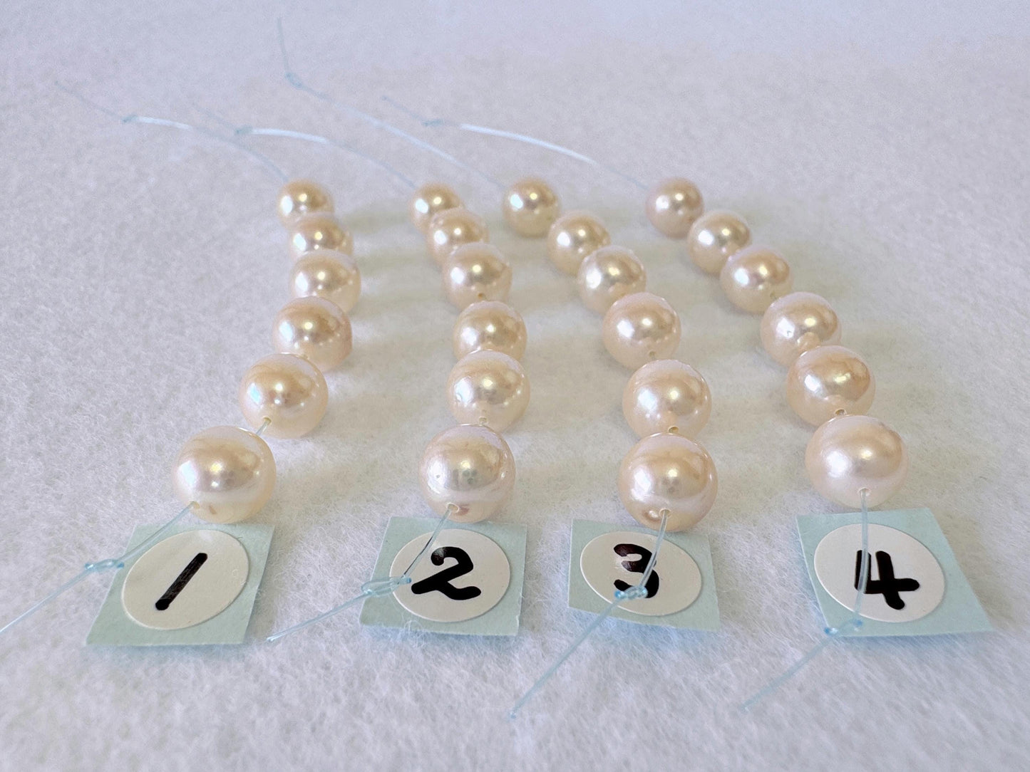 Japanese White/Pink Akoya Pearl Beads, 6.5-7mm, Mini Strand, Short Strand, 6 Pieces, Genuine Akoya Pearl, Cultured in Sea Water