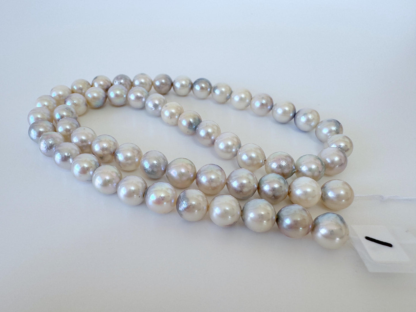 Japanese Akoya Pearl Strand: 7.5-8mm Natural Blue Silver, Full Strand | Cultured Saltwater Pearls, 15.7in Length