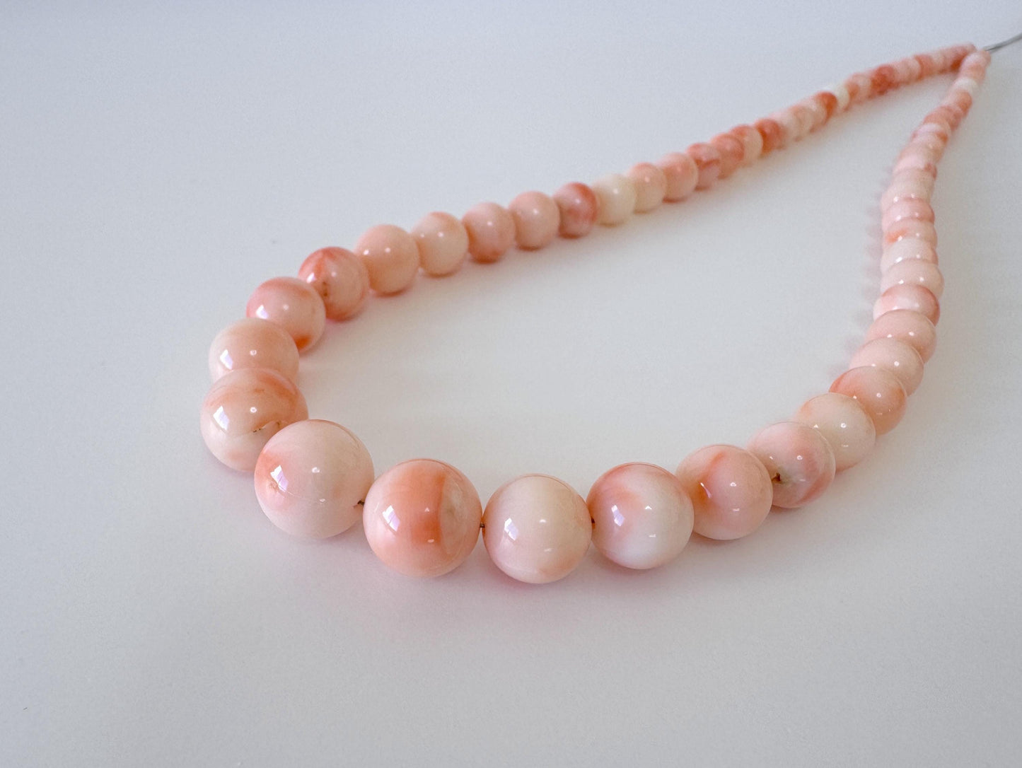 Natural Coral Beads - Genuine Deep Sea Coral Strand | Pink Orange Round Beads 4.7-10.5mm 15.9in