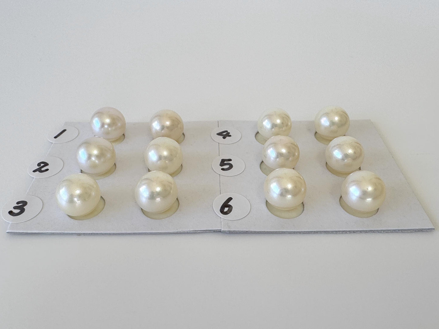 Japanese Cultured Akoya pearl 8.5-9mm, Natural Cream Color, Half-Drilled Round loose, Price per pair, Salt water pearl