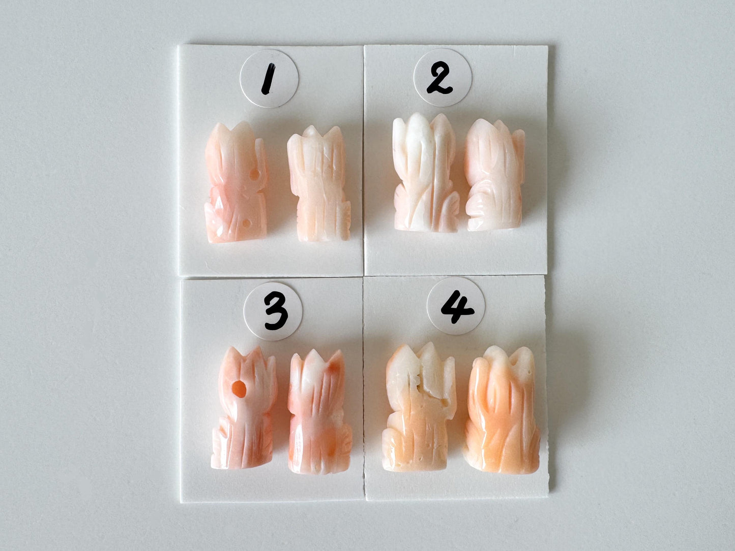 Manekineko Coral Cat Set: Pink Deep Sea Natural Coral Carving, Lucky Money & Customer Charm | Jewelry Supplies | 15-16mm, Half Drilled