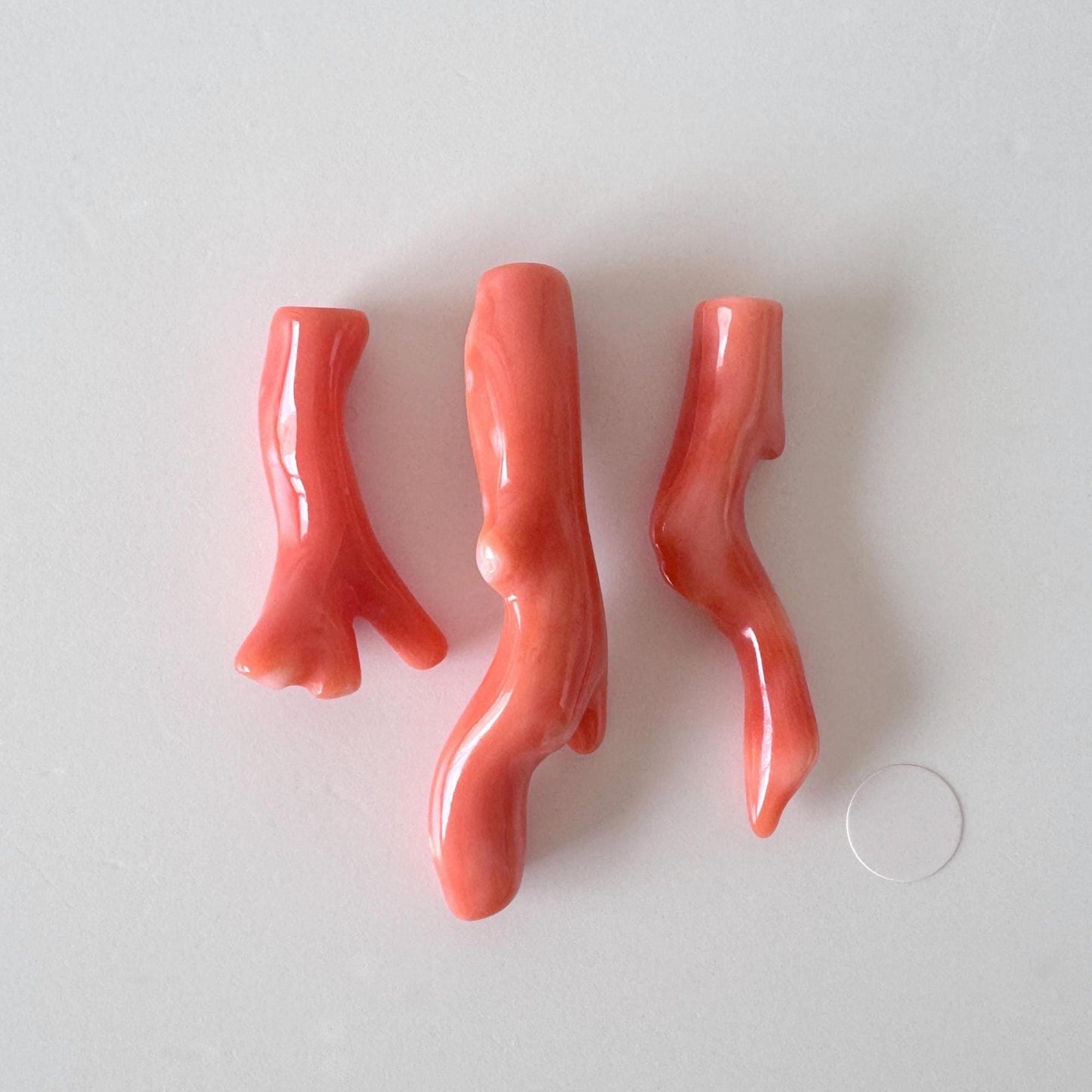 Natural Coral Branch Set: Deep Sea Coral, Orange Pink Craft Supplies (3 Pieces, Hole Drilled, 20-40mm Size)