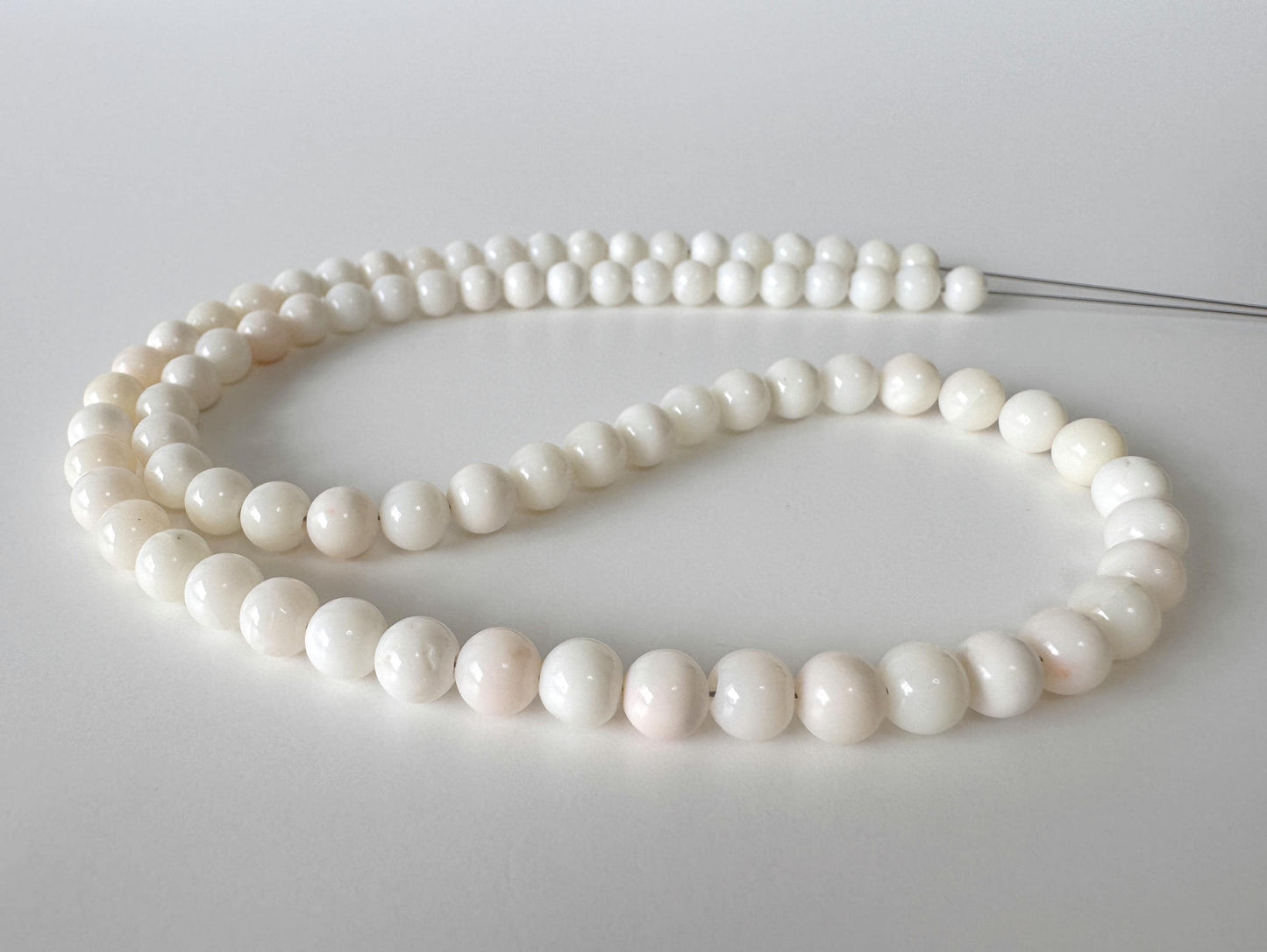 Natural Coral Strand Round Beads: White Coral, 5-6mm, 42cm Length | Genuine, Craft Supplies, Jewelry Making