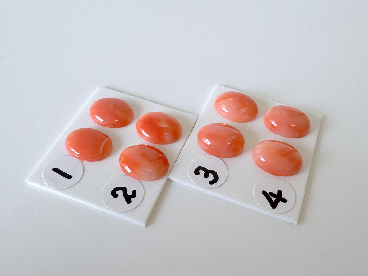 Deep Sea Coral Cabochons: Natural Orange/Pink Oval Gemstones, 10x8mm (2 pcs), Value Priced for Reason of Natural Defects