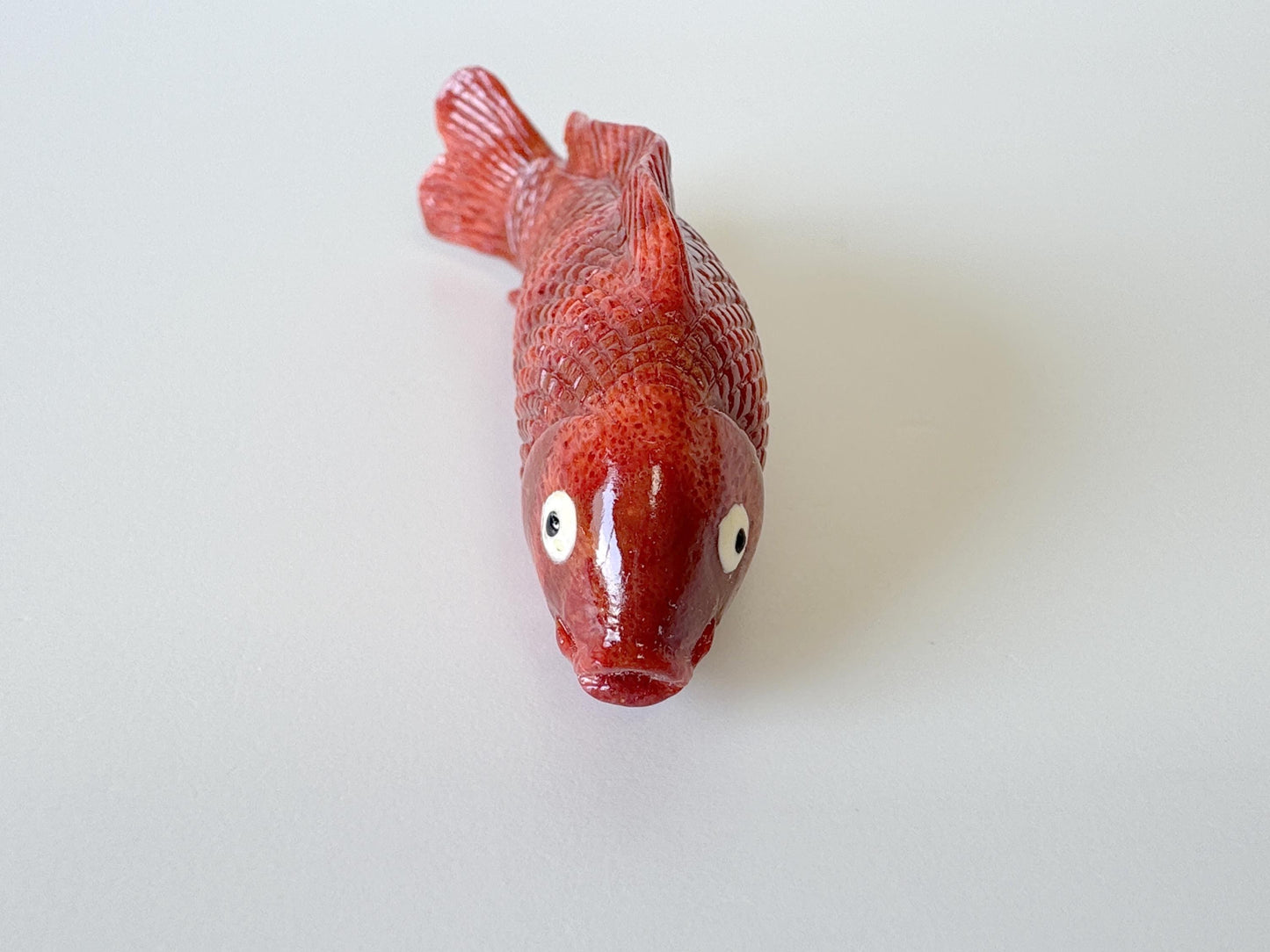 59mm Natural Sponge Coral Carp Carving Loose, Apple Coral Fish Carving, For Display, For Decoration, For Accessory Making
