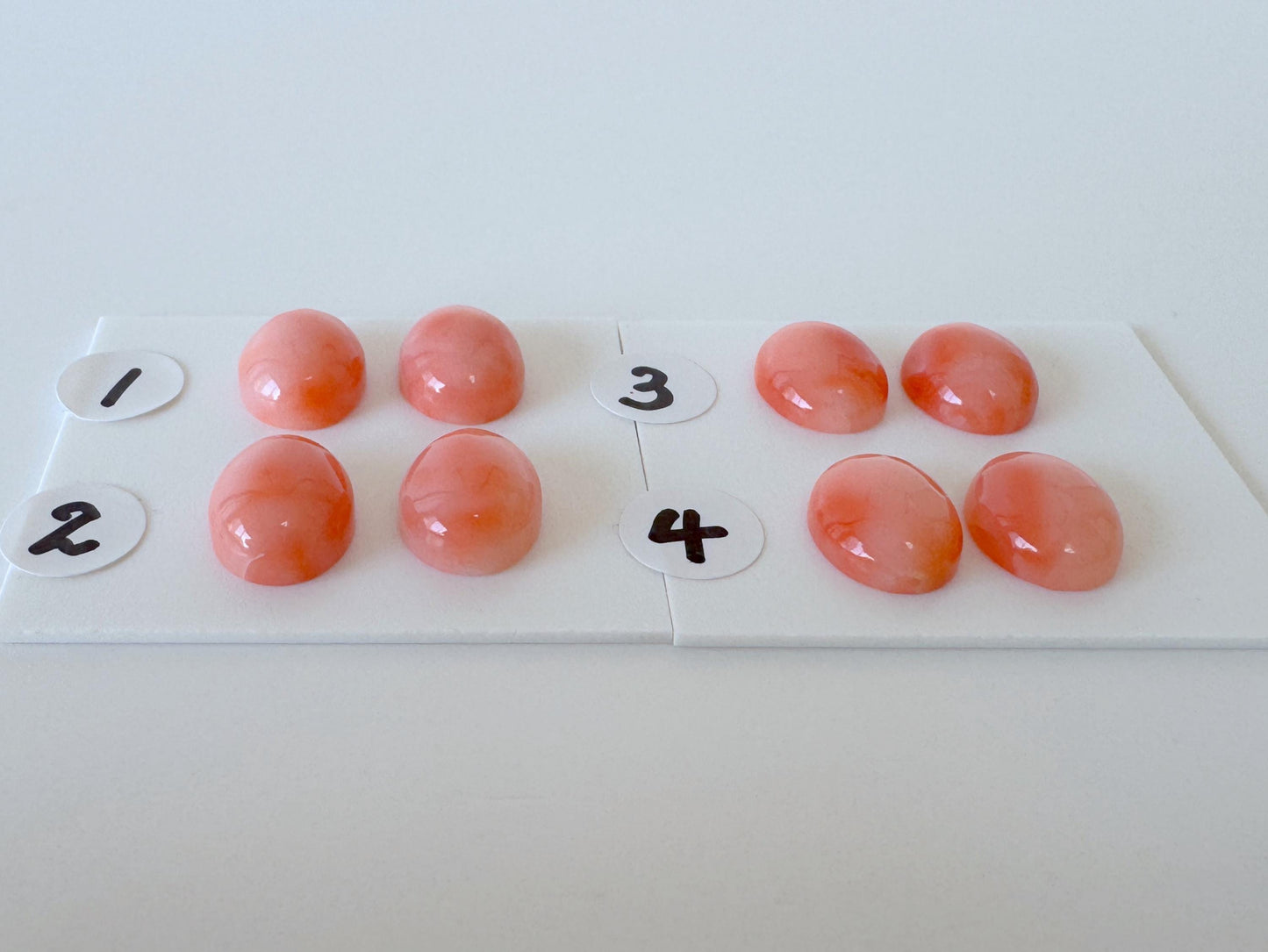 Deep Sea Coral Oval Cabochons Natural Pair, Orange Pink Shades (10x8mm, Undrilled, Genuine Coral Gems)