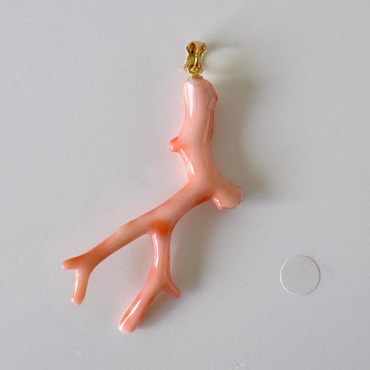 Coral Branch Pendant: Natural Pink Deep Sea Coral, Gold-Plated Silver Bail | 50mm, Jewelry, Unique Organic Design