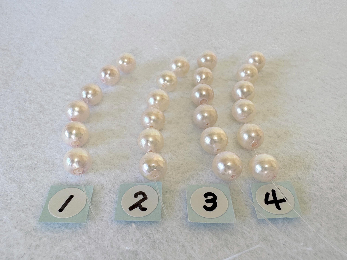 Japanese White/Pink Akoya Pearl Beads, 6.5-7mm, Mini Strand, Short Strand, 6 Pieces, Genuine Akoya Pearl, Cultured in Sea Water