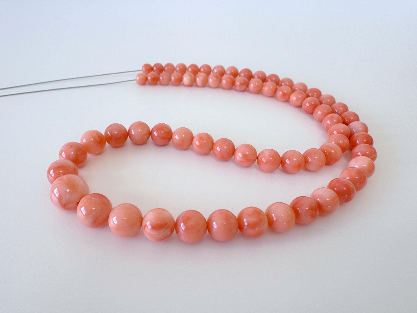 Natural Coral Beads - Deep Sea Coral Round Strand 4.9-9.3mm | Pink Orange Gradation 15.7in Jewelry Making