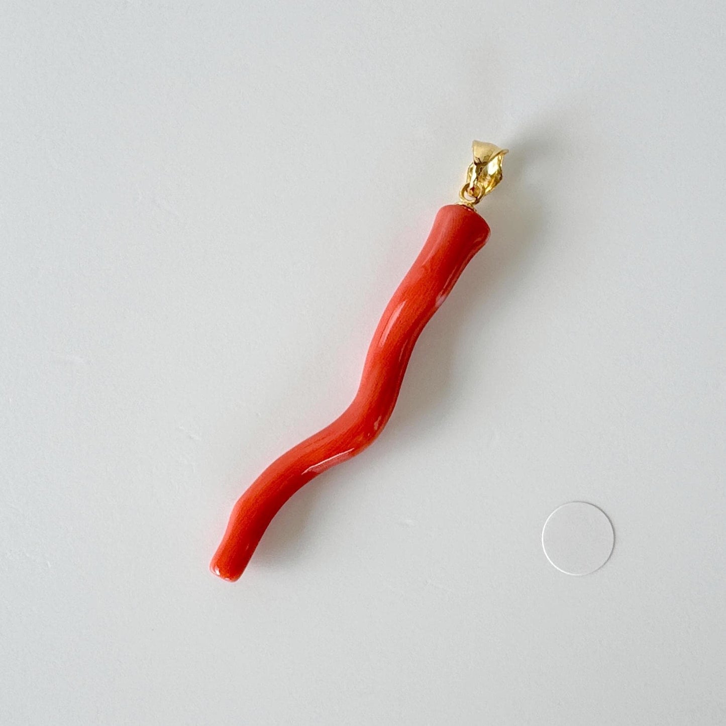 Natural  Momo coral branch pendant, 46mm, Natural Japanese Orange color coral branch pendant, Silver (Gold-Plated) bail