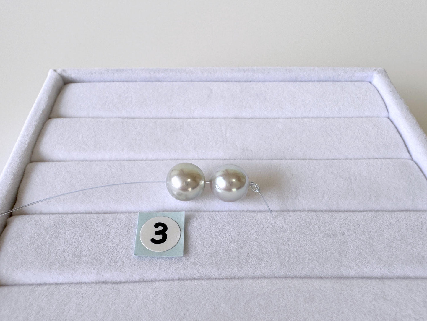 Japanese Blue/Silver (Natural color) Akoya Pearl Beads, 8-8.5mm, Mini Strand, 2 Pieces, Short Strand, Salt water pearl, Genuine Akoya Pearl