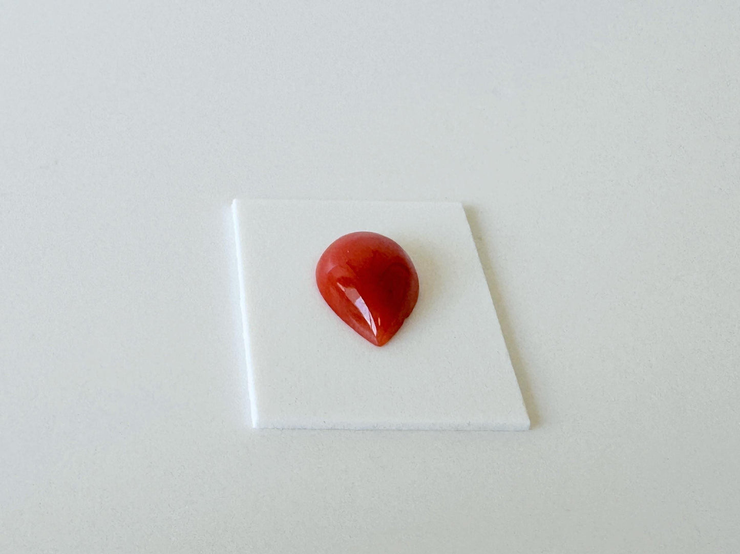 Red Coral Cabochon, Japanese Aka Coral Pear Shape Gemstone | Natural | 11.7X8.3Mm | Jewelry Making, Drilled Back