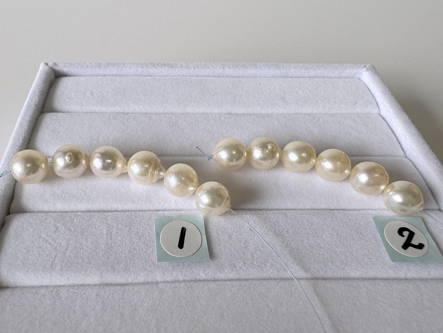 Japanese Akoya Pearl Beads: Cream White Semi-Round/Semi-baroque, 7-7.5mm, Short Strand | Cultured Saltwater, Genuine Gems, 6 Pieces