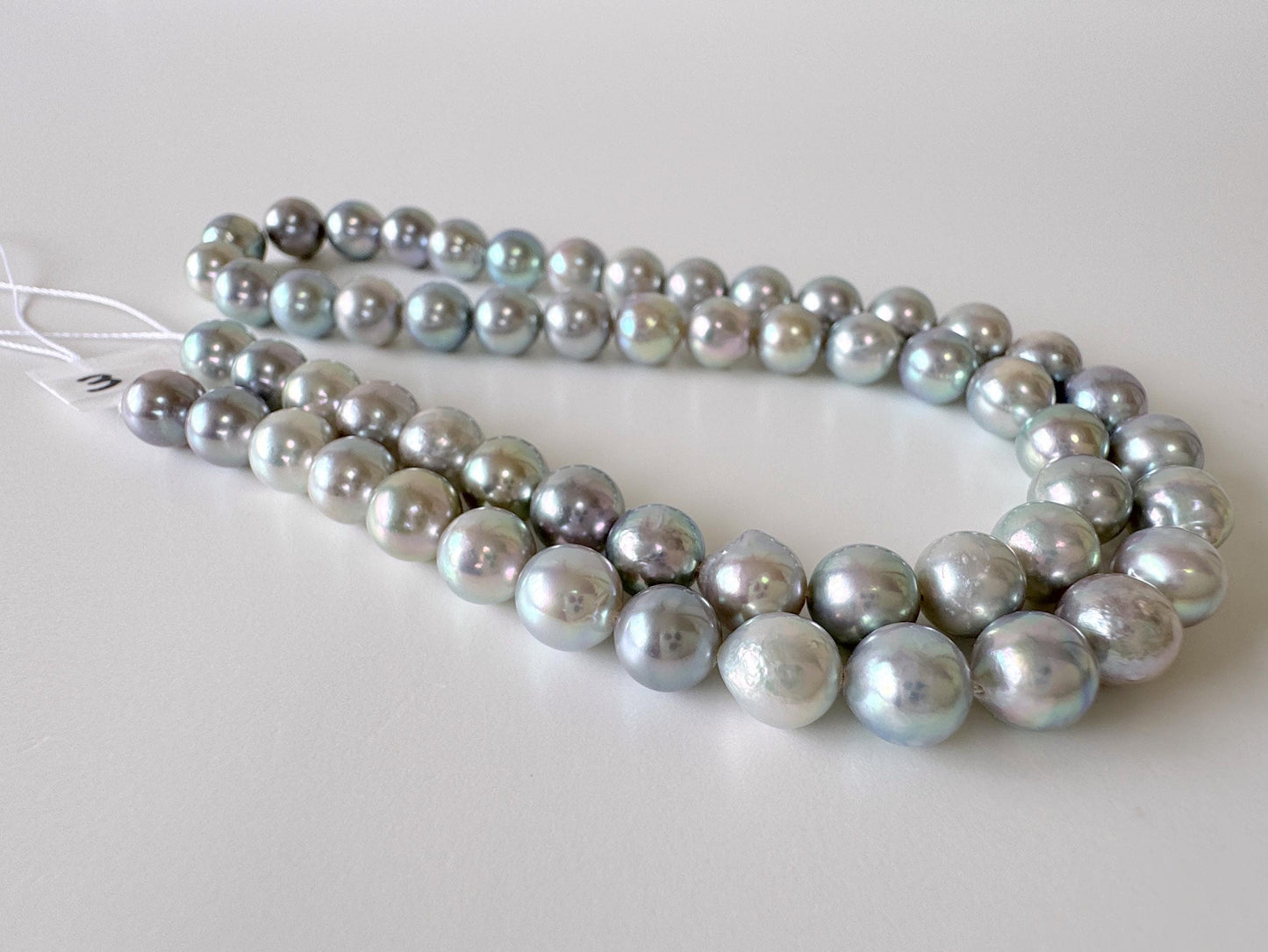 7-7.5mm Japanese Akoya Pearl Beads, Blue/Silver color pearl (Cobalt treated), Genuine Akoya Pearl, Full Strand, 40cm , 15.7", Salt water pearl