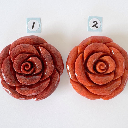Natural sponge coral rose 40mm loose, Red/Dark Red color, for jewelry making, Price per piece