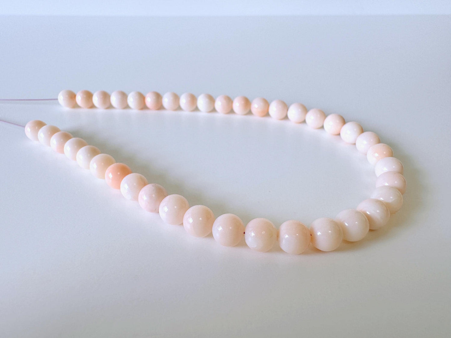 Pink Coral Short Strand Beads Natural (Miss Coral) 6.7-6.9mm Round (25cm Length, Jewelry Supplies)
