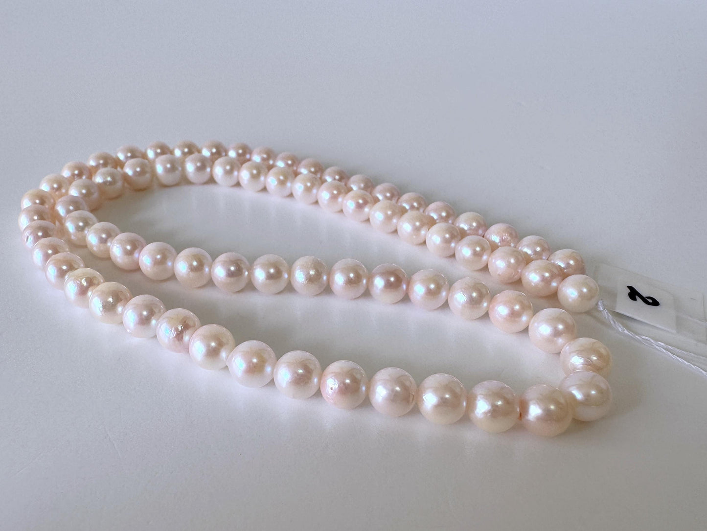 Akoya Pearl Strand: 5.5-6mm Japanese Cultured Pearls, White Pink Overtone | Full Strand, Saltwater Gems, 40cm Length