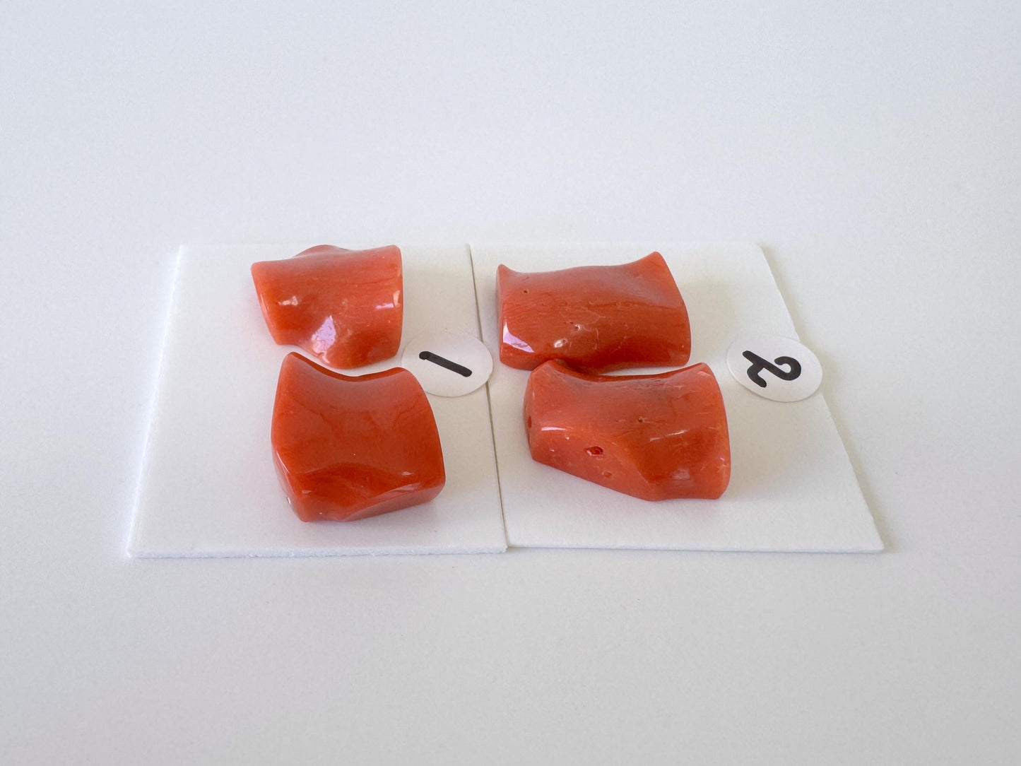 Mediterranean Coral Loose Gemstone: Natural Red-Orange Tones - Untreated, Top-hole, Jewelry Making Supplies, Per Pair