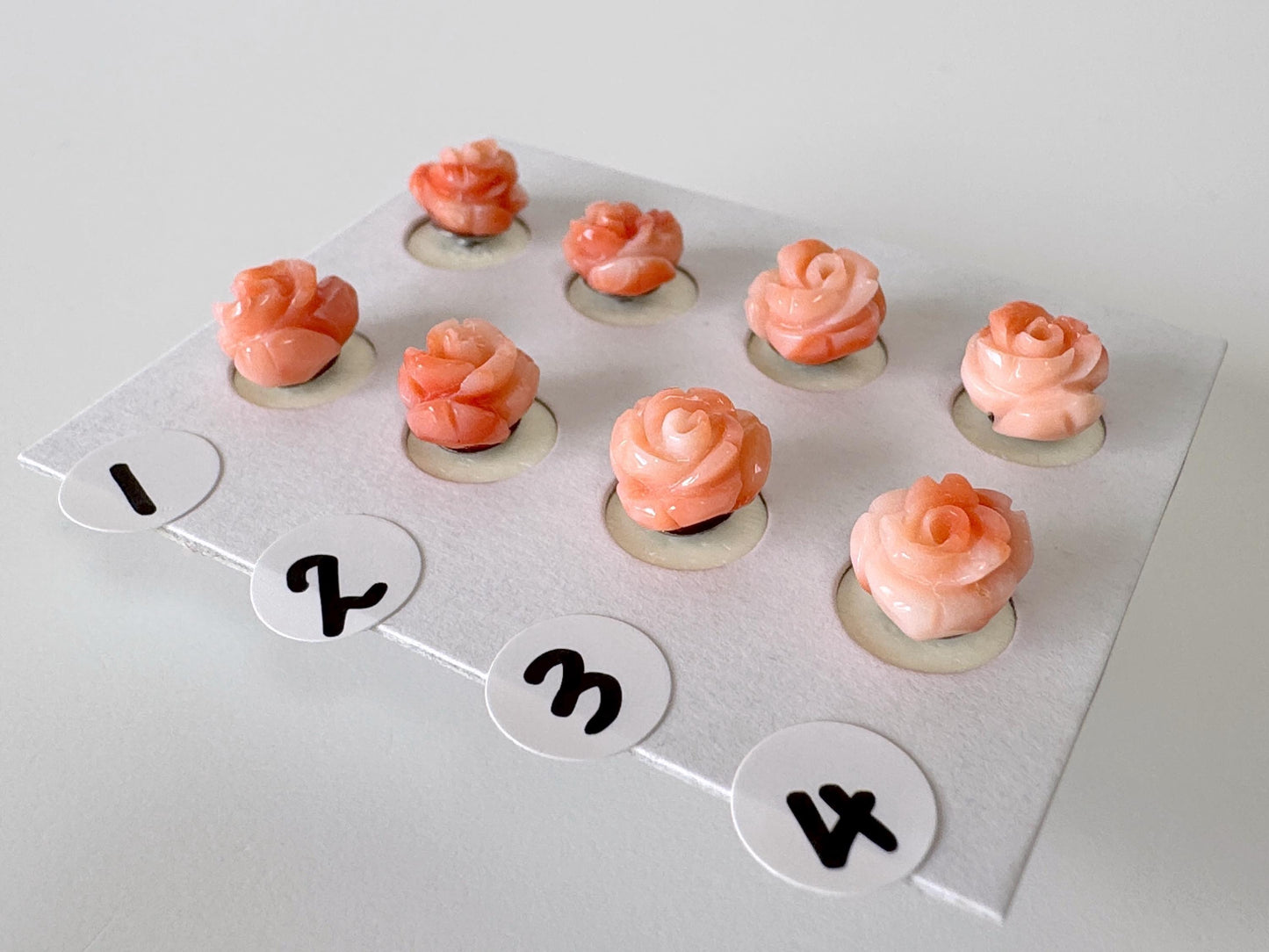 Natural Coral Rose Stud Earrings, Coral studs, Genuine Pink/Orange Color Coral, Titanium, Hand-Carved, Coral Accessory
