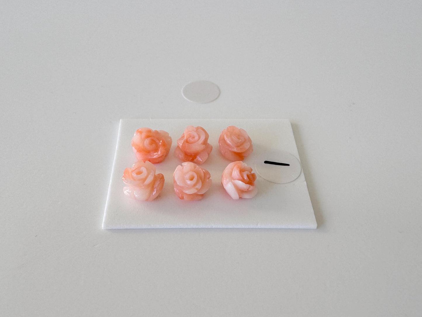 Small Pink Coral Rose Carvings Set: Deep Sea Jewelry Making (6pcs, 6-7mm)